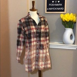 Distressed Flannel Button Up NWT